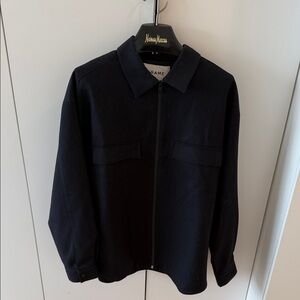 Frame Denim Navy Lightweight Zip-Front Shirt Jacket